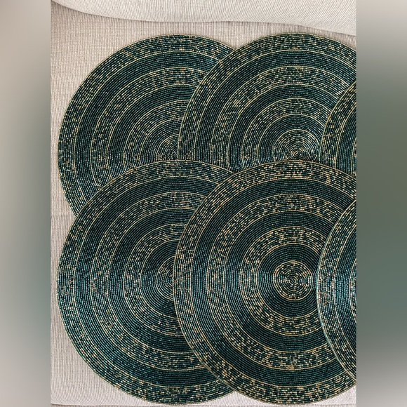 Teal and gold beaded placemats (set of 6) - Picture 3 of 6